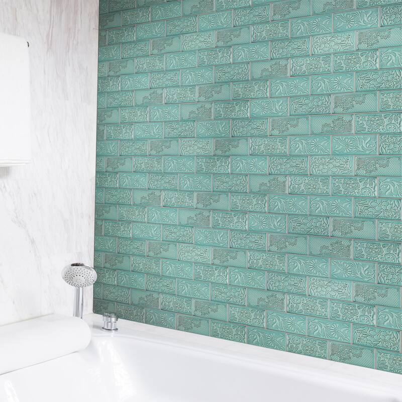 Merola Tile Antic Feelings Lava Verde 3" x 6" Ceramic Wall Tile