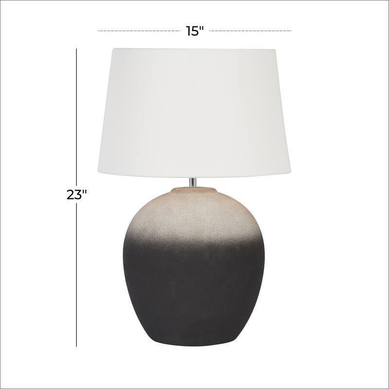 Black Ceramic Ombre Room Table Lamp with Drum Shade - 15 x 15 x 23