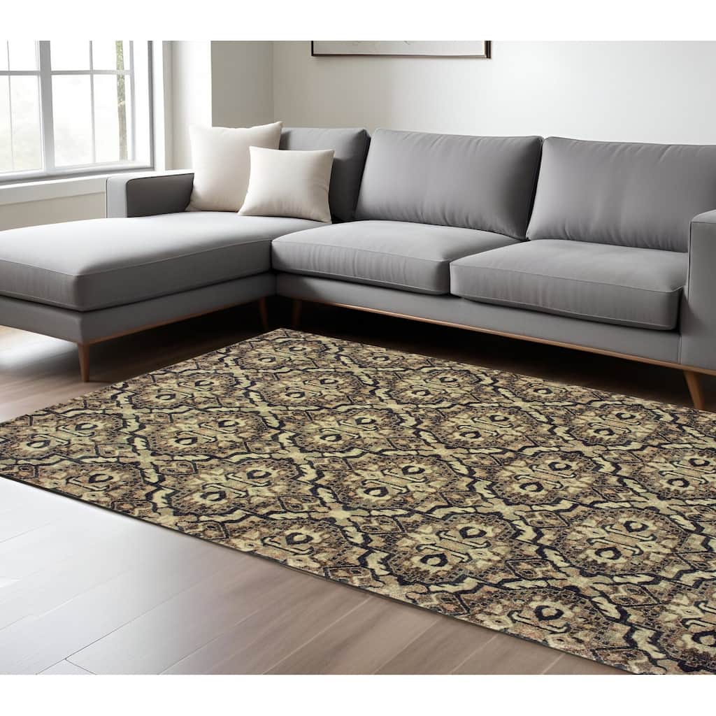HomeRoots Geometric Traditional Rectangle Area Rug - 153.54 in. x 118.11 in. x 0.32 in.