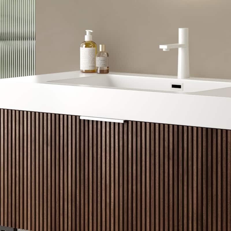 GDFStudio - Modern Integrated Rectangular Undermount Basin, WITHOUT Drain and Faucet