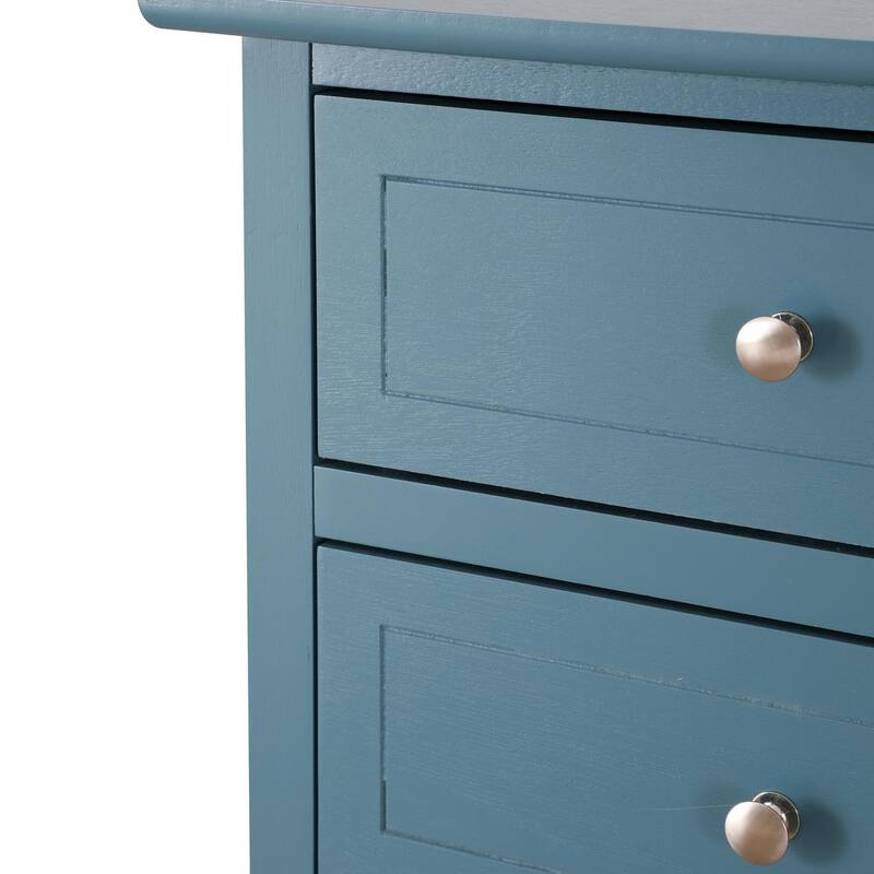 Modern classic solid wood nightstand, living room side table with three storage drawers and metal handles
