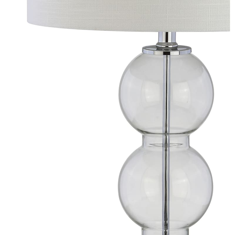 Ella 27" Glass Triple-Sphere LED Table Lamp, Mercury Silver/Chrome (Set of 2) by JONATHAN Y