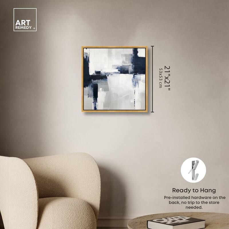 Blue Cascades on Still White Canvas by Art Remedy