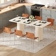 preview thumbnail 7 of 8, Moasis Modern Large Dining Table 6-8 People for Kitchen and Dining Room Creamy White