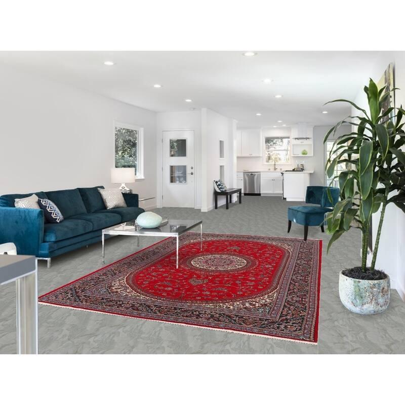 Traditional Floral Red Kashmar Turkish Area Rug Machine Made Carpet - 6'3" x 9'6"