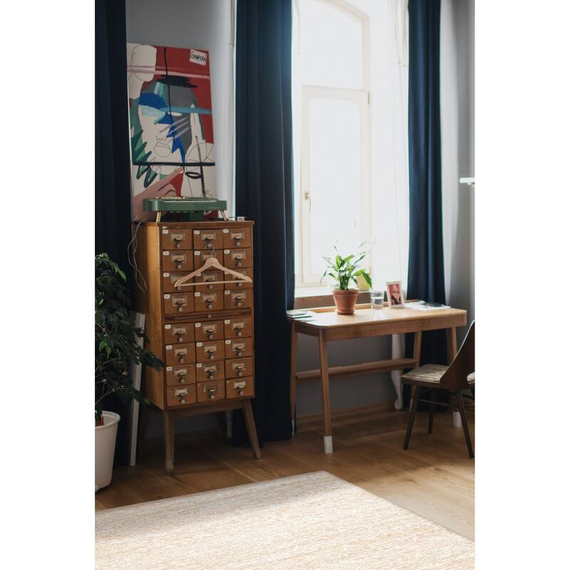 ECARPETGALLERY Braid weave Sienna Beige Wool Rug - 5'2 x 8'0