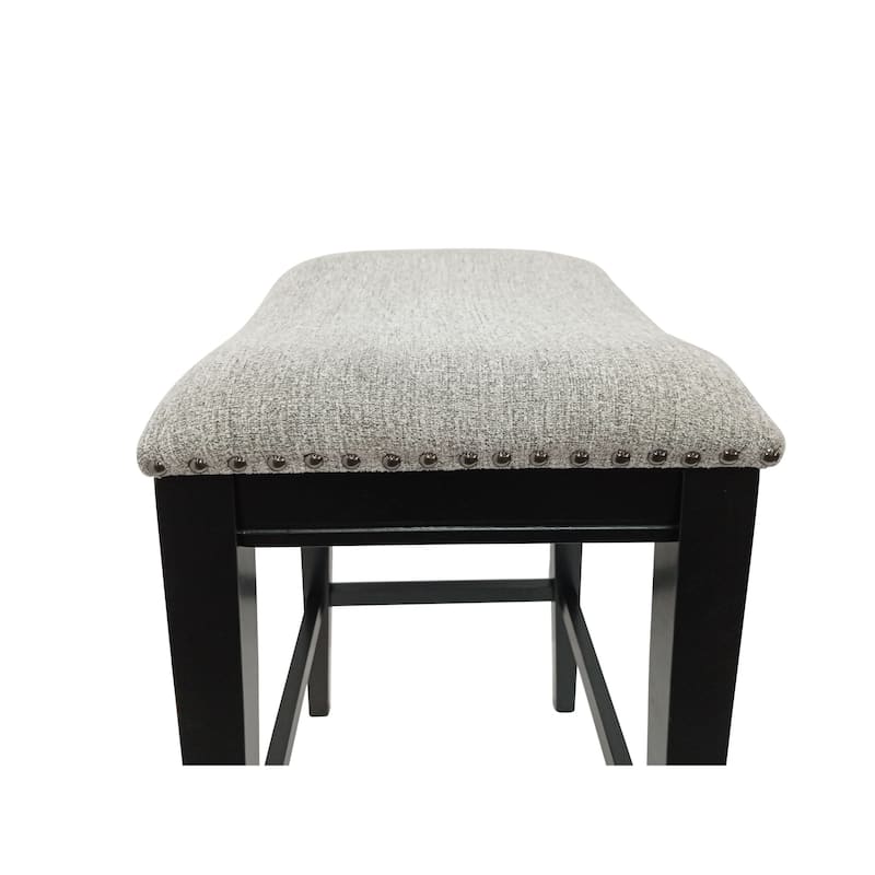 Upholstered Saddle Barstools - 30" - Set of 2 - Black and Gray