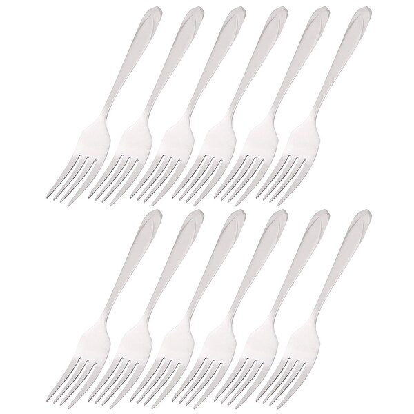 Home Stainless Steel Fruit Meat Salad Food Fork 20.6cm Length 12pcs - Silver - 8" x 1" x 0.7"(L*W*H). Opens flyout.