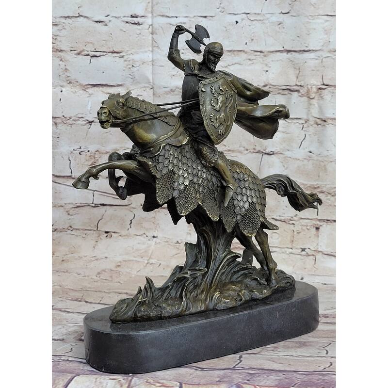 European Knight On Imitative Horseback Armored Imitative Horse Bronze Sculpture Statue Figure By Kamiko
