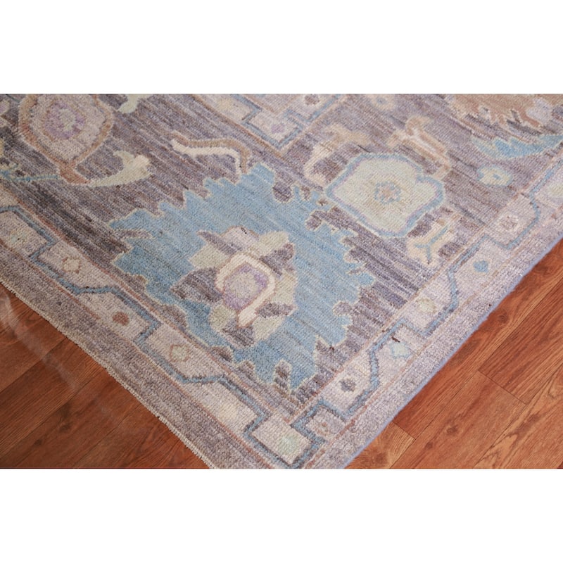 Grey Oushak Turkish Area Rug Handmade Vegetable Dye Wool Carpet - 8'1" x 9'9"