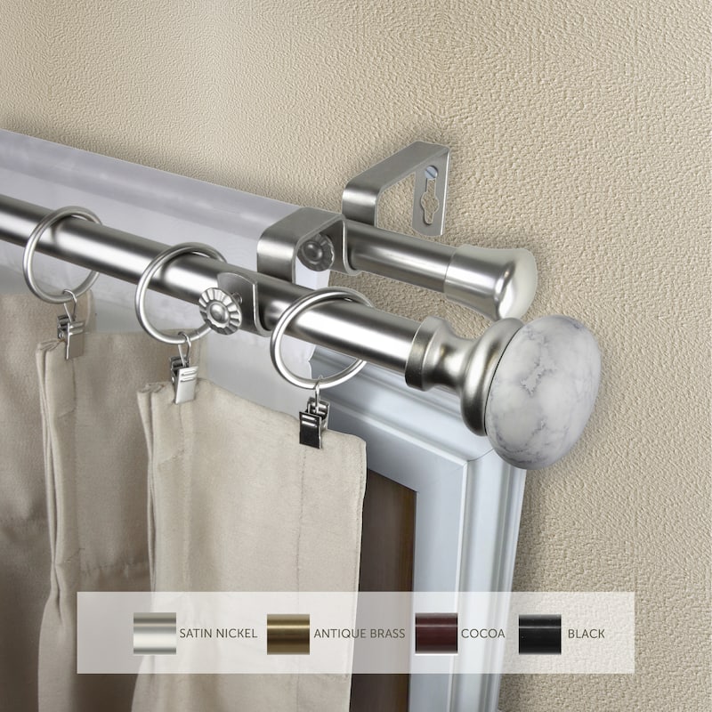 InStyleDesign Alf Adjustable Double Curtain Rod 13/16 inch dia. - 48 to 84 inches - Satin Nickel