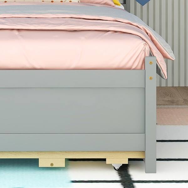 slide 2 of 9, Twin Size Daybed w/ Trundle,USB Ports and 3 Storage Drawers, Black Grey - Twin