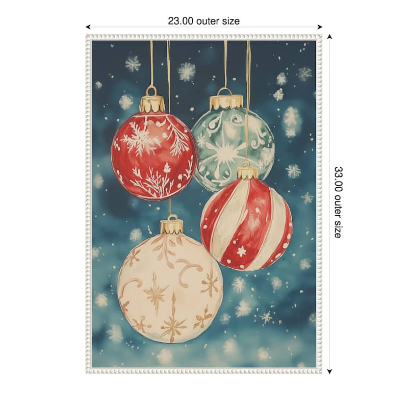 Christmas Ornaments III by Melloi Art Prints (23 x 33 in.), Framed Canvas Wall Art Print - Sylvie Beaded White