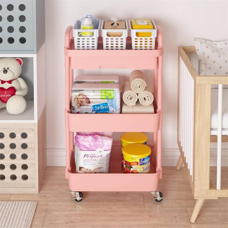 3-Tier Rolling Utility Cart with Drawer - 15.35"D x 30.7"W x 11.41"H