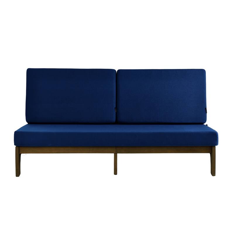 3 Seat Wood 64" W Cushioned Outdoor Patio Sofa with Coffee Table