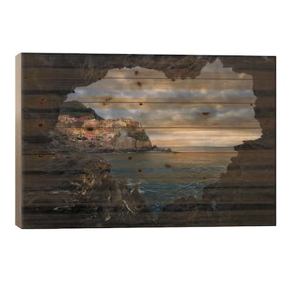 I Love Manarola Print On Wood by Ales Komovec - Multi-Color