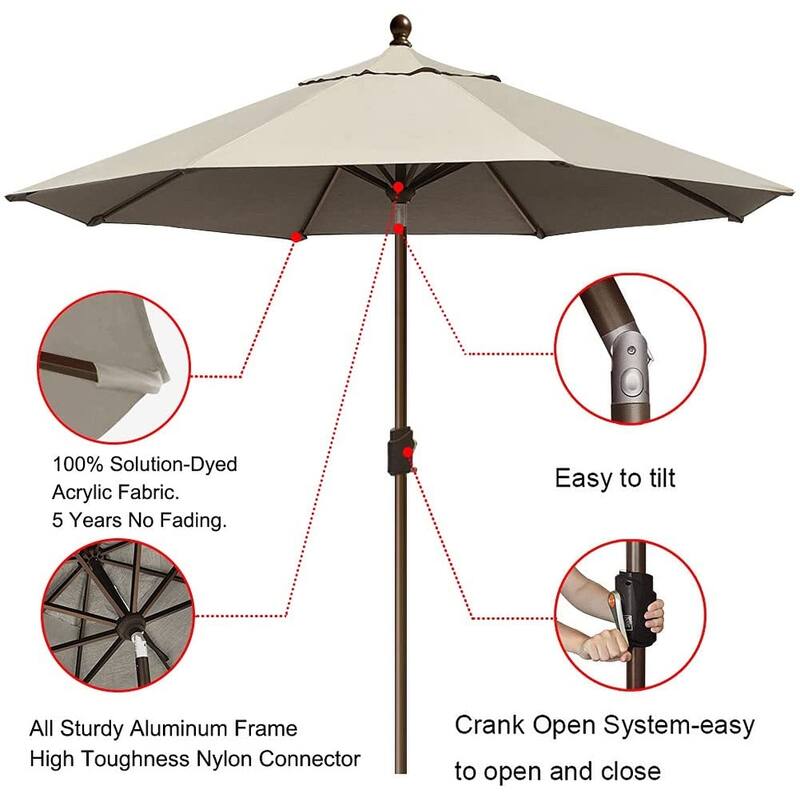 Tradesparker Multicolor Sunbrella 9ft/10x6.5ft Patio Market Outdoor Table Umbrella