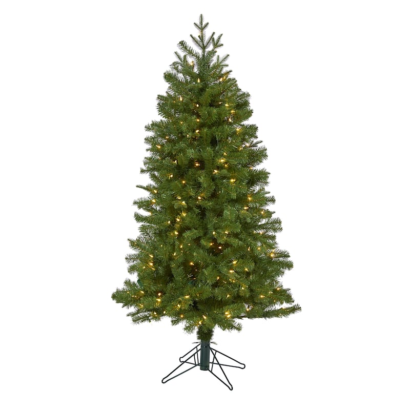 5' Pre-Lit Vancouver Spruce Artificial Christmas Tree, Warm White LED Lights - 5 Foot
