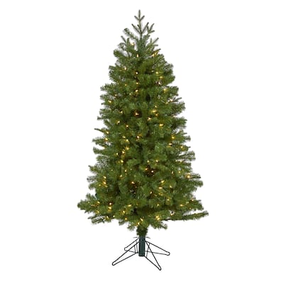 5' Pre-Lit Vancouver Spruce Artificial Christmas Tree, Warm White LED Lights - 5 Foot
