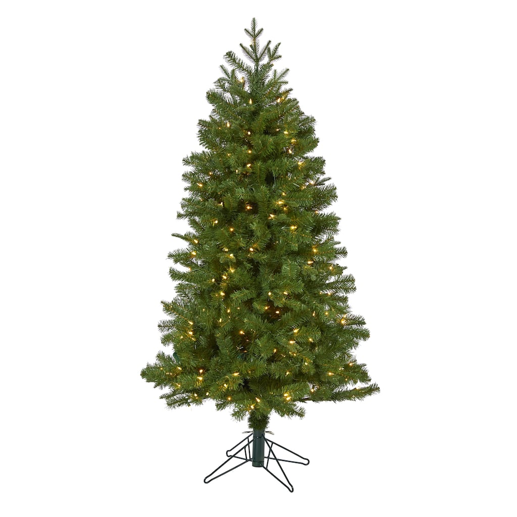 5' Pre-Lit Vancouver Spruce Artificial Christmas Tree, Warm White LED Lights - 5 Foot