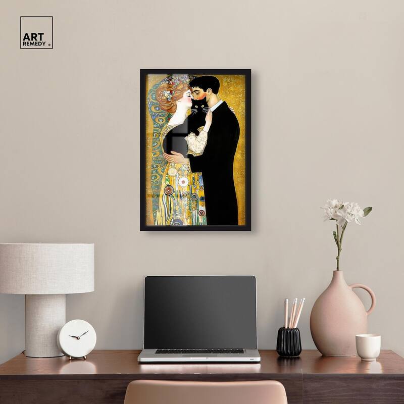 Kiss with Cat Shadowbox by Art Remedy