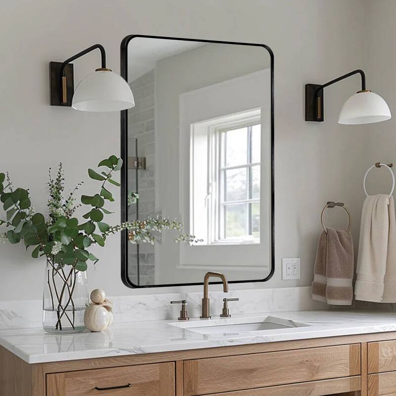 Wall Mount Bathroom Rectangle Vanity Mirror (Horizontal/Vertical) - 30x40 - Black