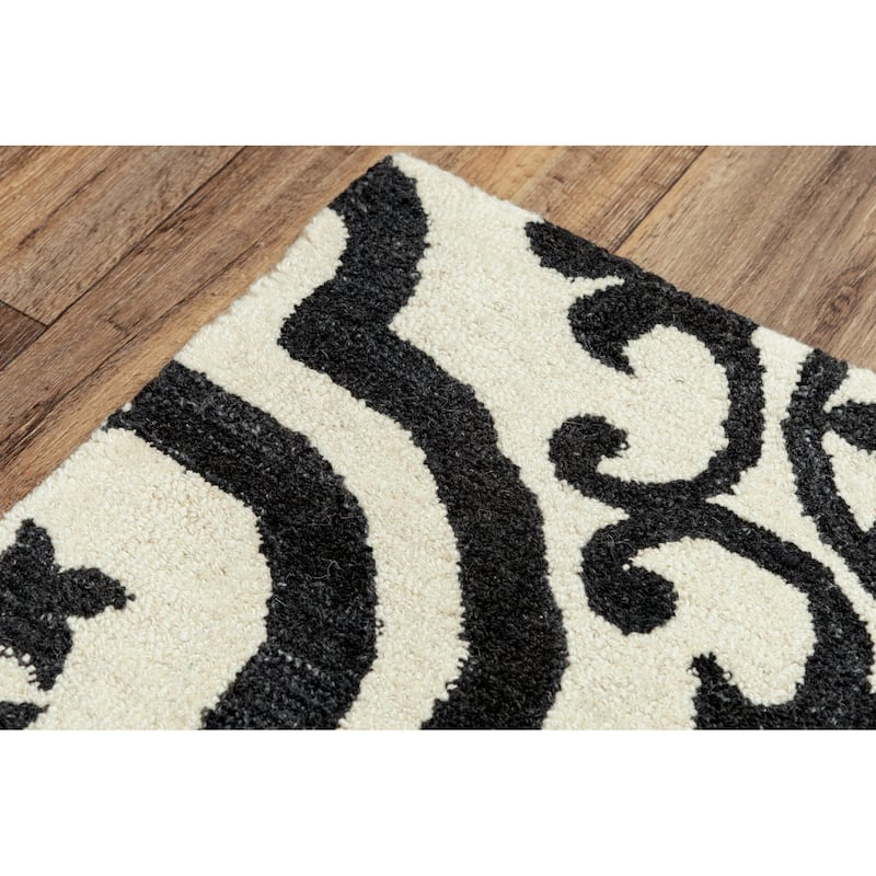 Alora Decor Neo Ivory and Black Hand-tufted Wool Blend Rug