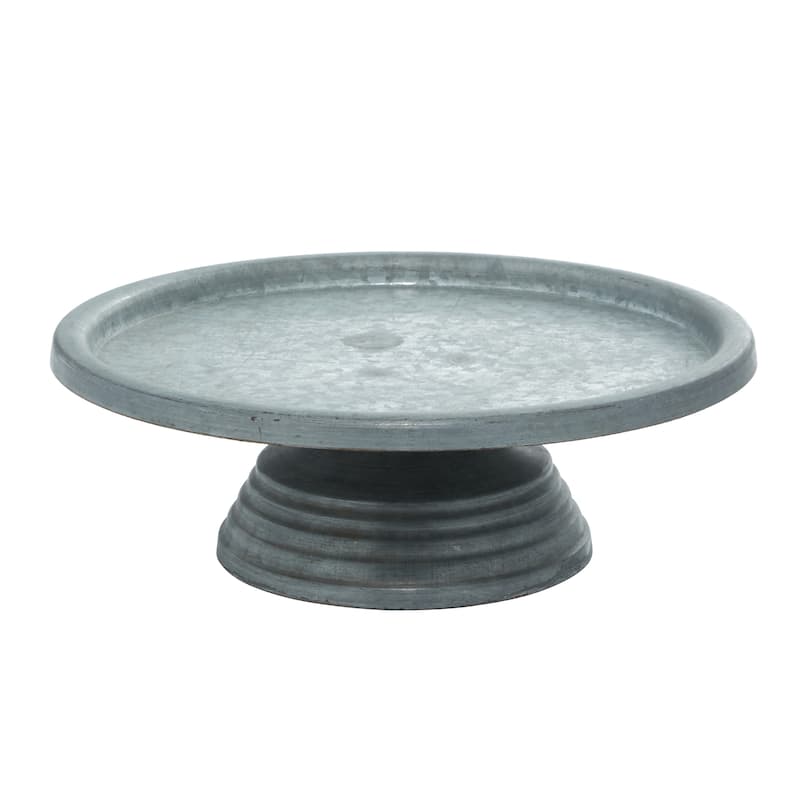 Gray Metal Galvanized Cake Stand - 13 x 13 x 4