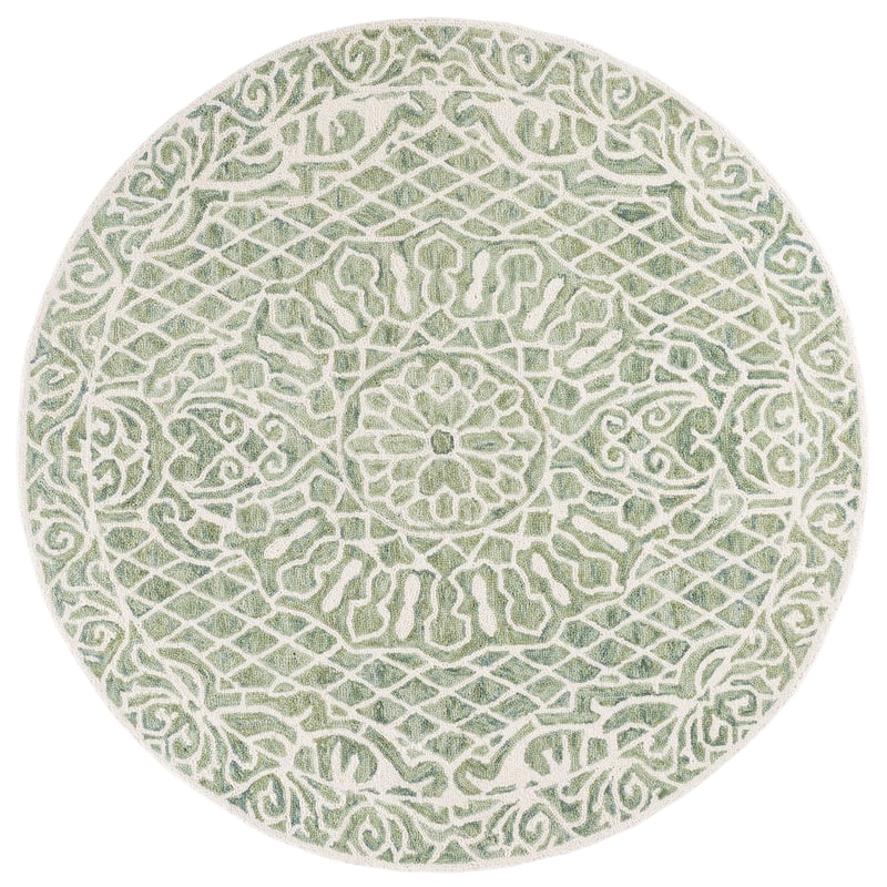 SAFAVIEH Handmade Metro Bergros Modern Wool Rug - 6' Round - Green/Ivory