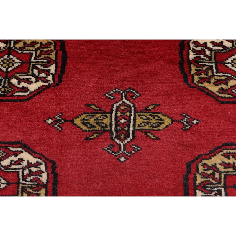 Tribal Bokhara Pollard Red/Beige Hand Knotted Wool Rug - 3'11'' x 5'9''