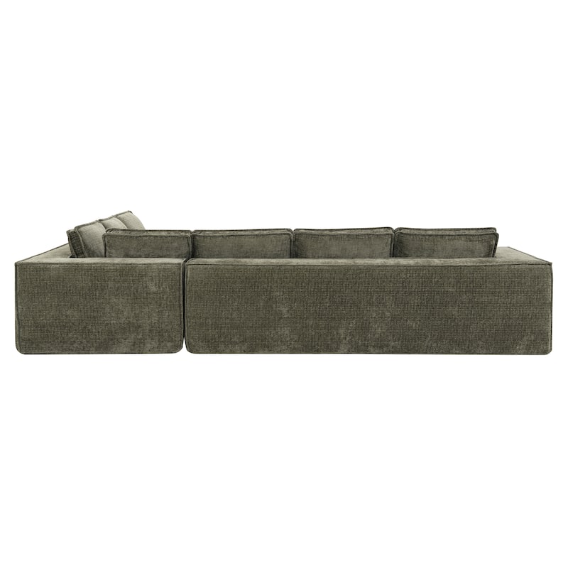 Oversized L-Shaped Modular Sectional Sofa, Wrinkle-Resistant Chenille 6 Seat Cloud Sofa, Full Compression Deep Seat Corner Sofa