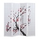 preview thumbnail 8 of 8, Roundhill Furniture Japanese 4-Panel Screen Room Divider, Plum Blossom