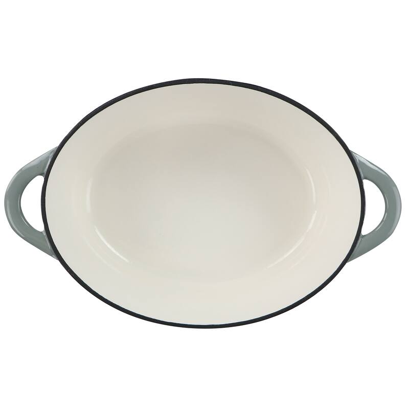 7 Quarts Oval Enameled Cast Iron Dutch Oven in Smoke