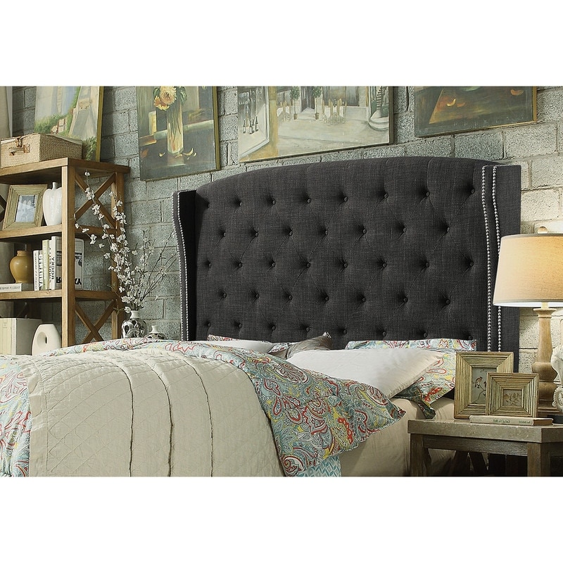 Moser Bay Destiny Upholstered Wingback Headboard Nailhead Tufted