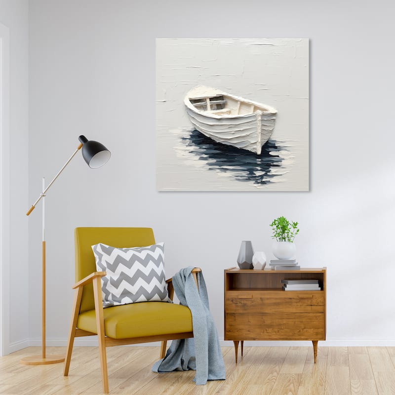 Wynwood Studio Canvas Transportation Rowing Boat II White and Cream White Nautical & Coastal Wall Art Canvas Print - 30 x 30