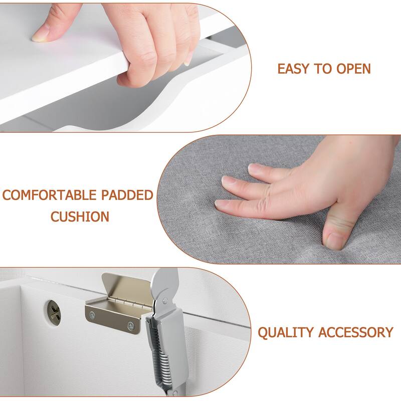 Shoe Storage Bench with a Cushioned Seat and 2 Tiers of Shelves