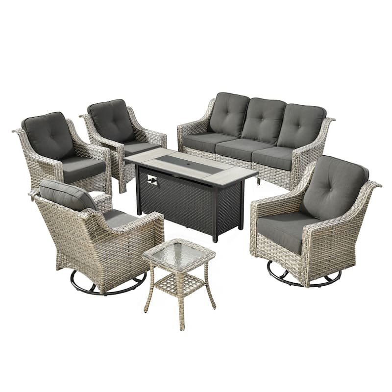 XIZZI 7-piece Outdoor Patio Furniture Set with Fire Table