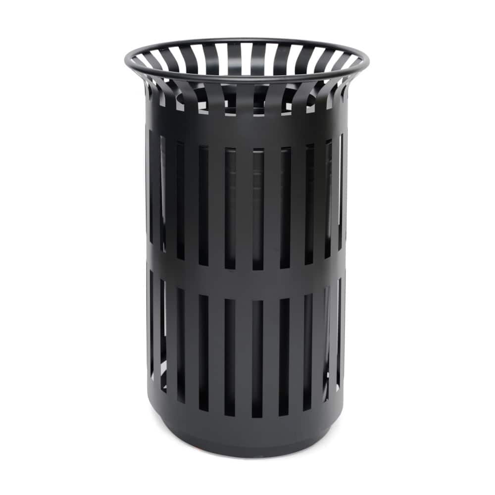 Commercial Outdoor Slatted Steel Trash Can with Inner Bin
