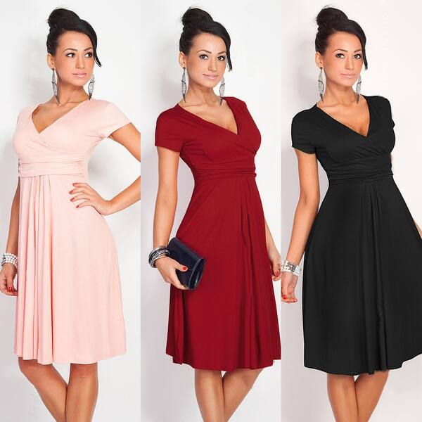 Shop Pregnant Women Summer Comfy Maternity Dress Casual Loose V Neck Pleated Dress Overstock 23018226