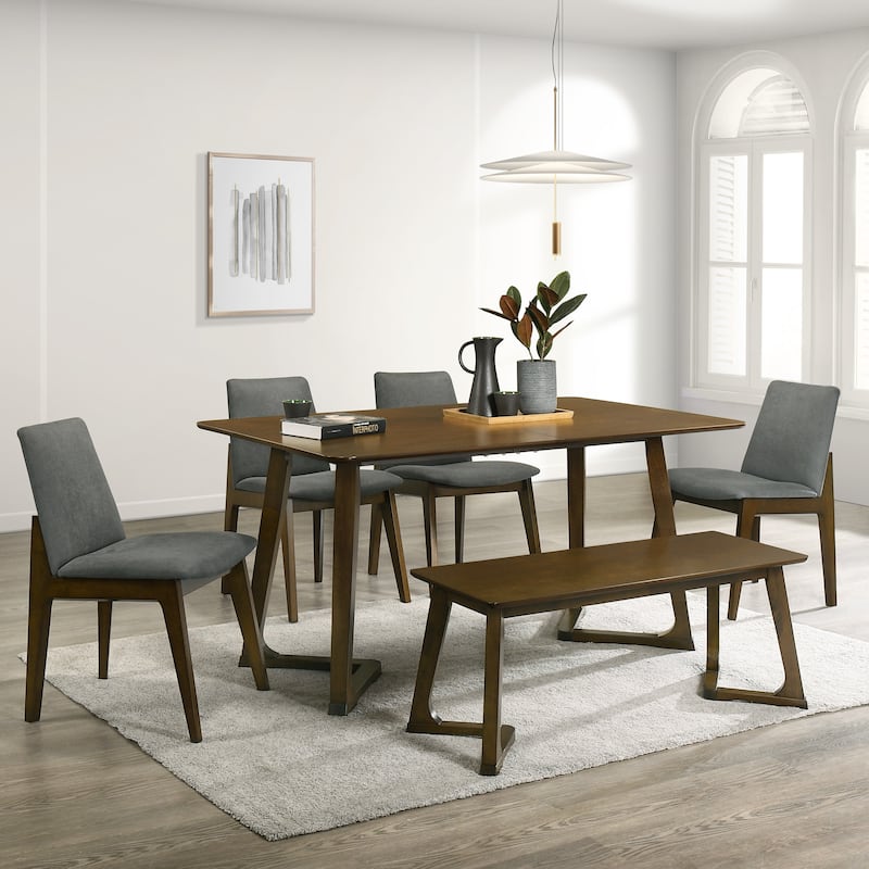 CraftPorch Mid-century Modern 6-piece Dining set - Brown Walnut