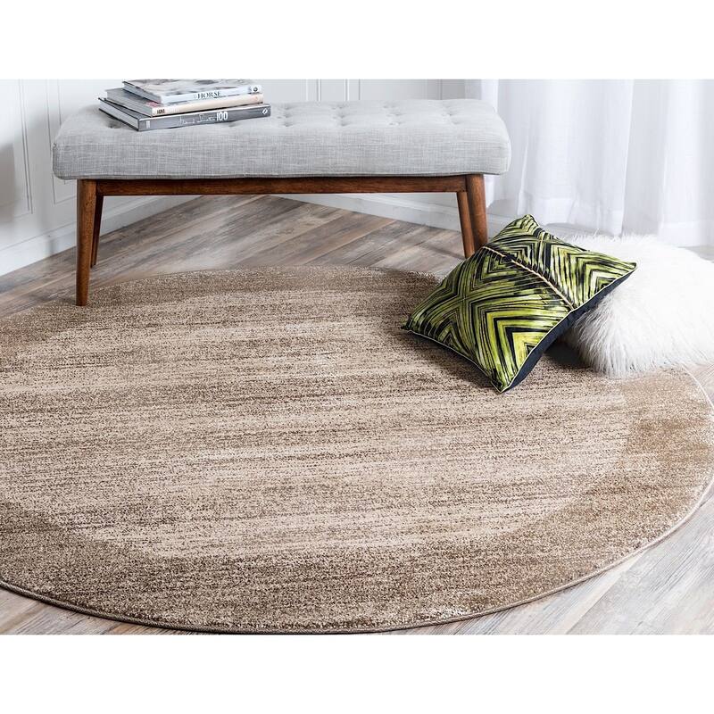 Contemporary Weby Collection Area Rug - 6' Round - Beige