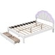 preview thumbnail 9 of 17, Elegant Queen Bed with Seashell Headboard, LED Lights, and Dual Storage Drawers
