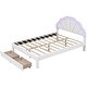 preview thumbnail 9 of 16, Queen Size Upholstered Platform Bed with Seashell Headboard, LED Lighting, and 2 Drawers - High-Density Comfort