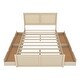 preview thumbnail 9 of 7, Queen Size Solid Pine Wood Platform Kids Bed Frame with 4-Drawers and Rattan Headboard for Bedroom, Easy to Assemble, Nature
