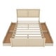 preview thumbnail 45 of 46, Rattan Platform Bed Frame with 4 Storage Drawers and Wooden Rattan Headboard for Kids, No Box Spring Needed
