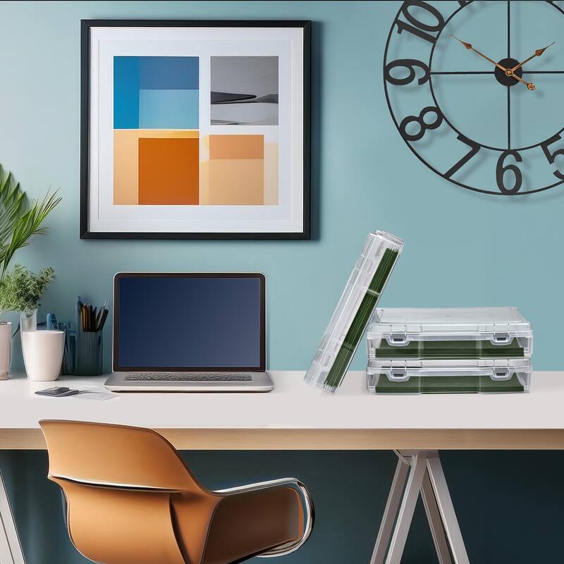 Sorbus Set of 3 Wide Hanging File Organizer Bin, Interior 10"x12" Clear Plastic Stackable for Document Storage