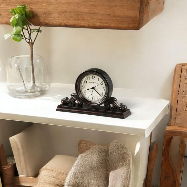 slide 1 of 1, Howard Miller Bishop Classic Traditional Alarm Clock with Large Numbers Antique-Bronze