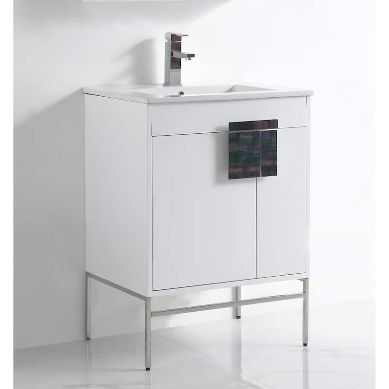 24" Tennant Brand Kuro Minimalistic White Bathroom Vanity