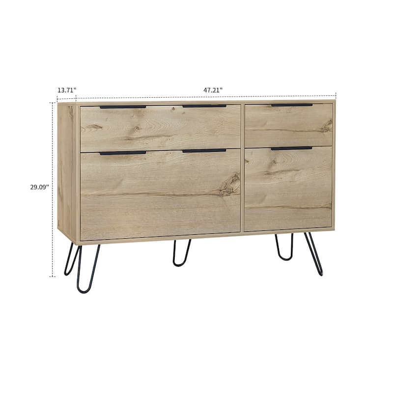 Classic Farmhouse Style Wooden Storage Dresser with Hairpin Legs