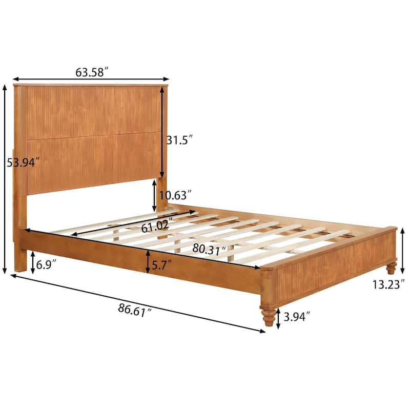 GDFStudio - Harrison Sturdy Solid Wood Bed Frame with Tall Headboard for Elegant Bedrooms